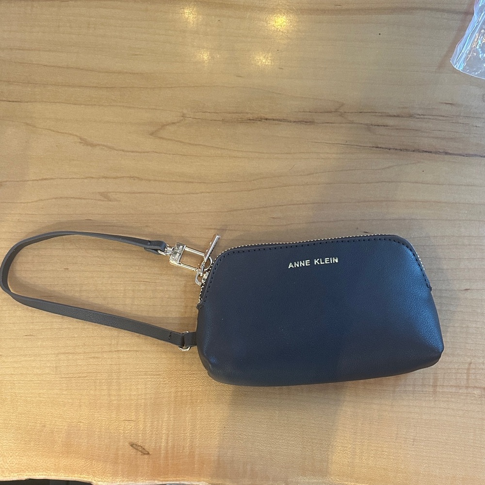 Anne Klein Black Leather Wristlet